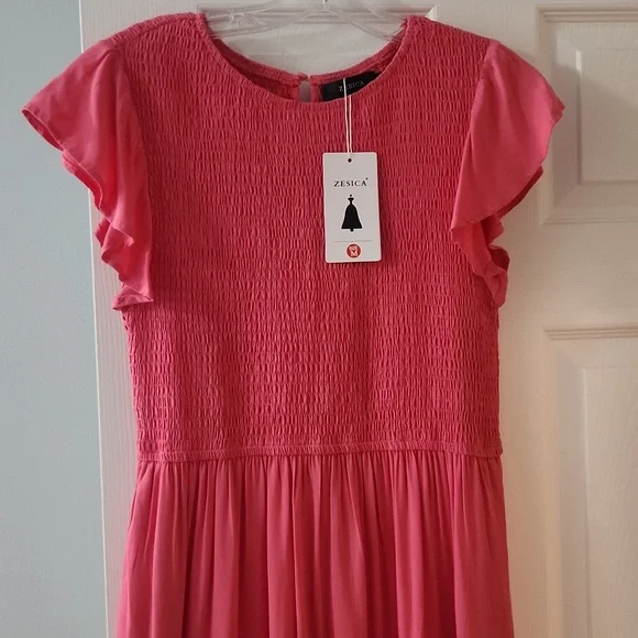 Zesica Pink Smocked Dress - Picture 2 of 8